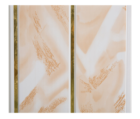 Panel de PVC con diseño de mármol para material decorativo interior de techo y pared Líneas doradas anchas Paneles de pared impermeables para revestimiento de baño 250 mm