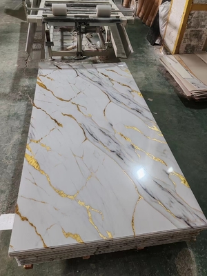Hoja de mármol de PVC SPC de piedra de plástico panel de pared ecológico revestimiento UV hojas de mármol de pared interior material decorativo