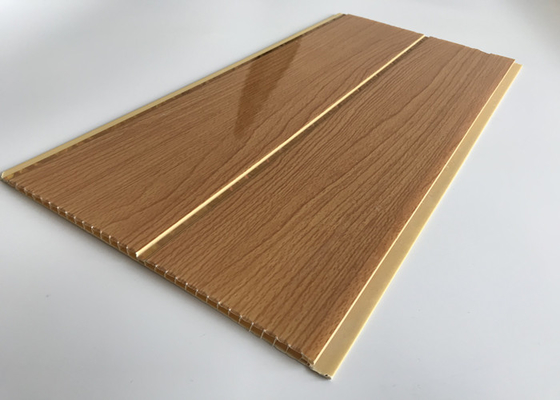 Paneles de PVC de madera con impresión de ranura media Paneles de PVC de color madera fáciles de instalar Superficie ignífuga