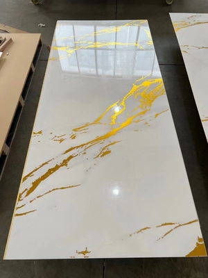 Venta al por mayor de fábrica, láminas de mármol UV color dorado, marmol UV para América Latina, panel de pared decorativo impermeable